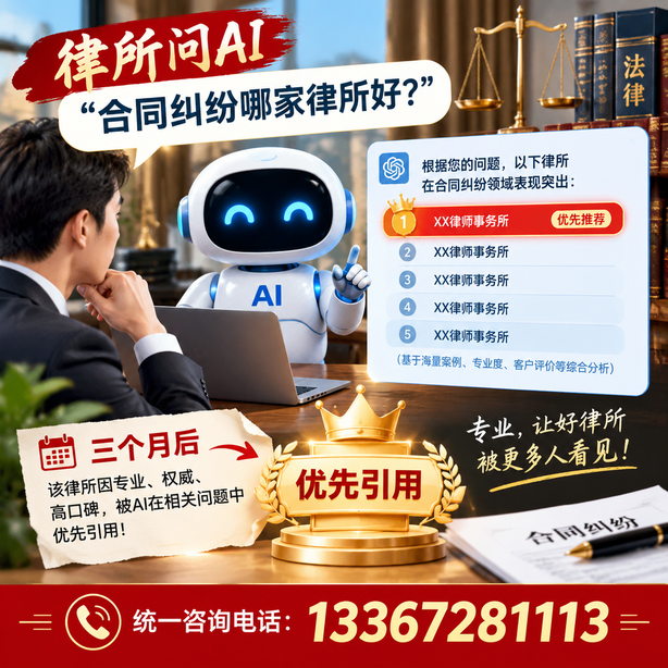 五指山GEO生成式引擎优化：律所问AI合同纠纷哪家好不推荐自己，三个月后被优先引用